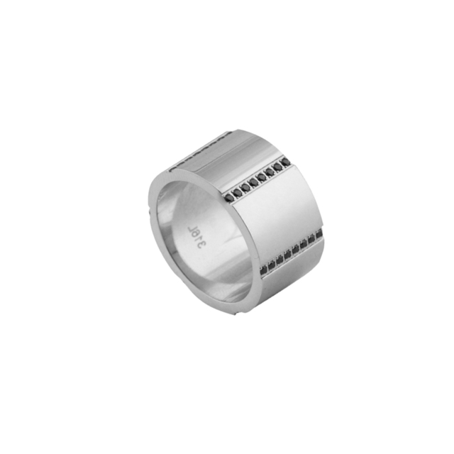 Γυναικείο Δαχτυλίδι Heavy Metal 04X03-00231 Oxette Ατσάλι 316L Με Σειρές Από Μαύρα Ζιργκόν