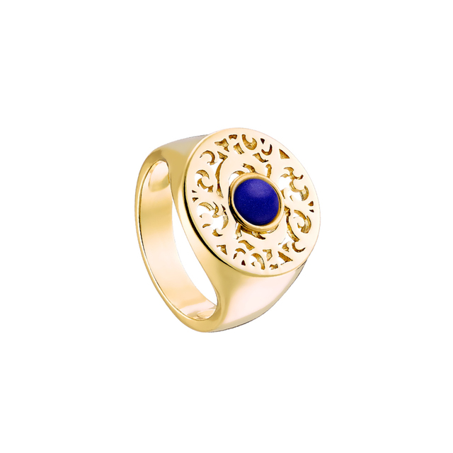 Γυναικείο Δαχτυλίδι Byzance 04X15-00239 Oxette Μπρούντζος-Χρυσό IP Με Μπλε Mop Πέτρα