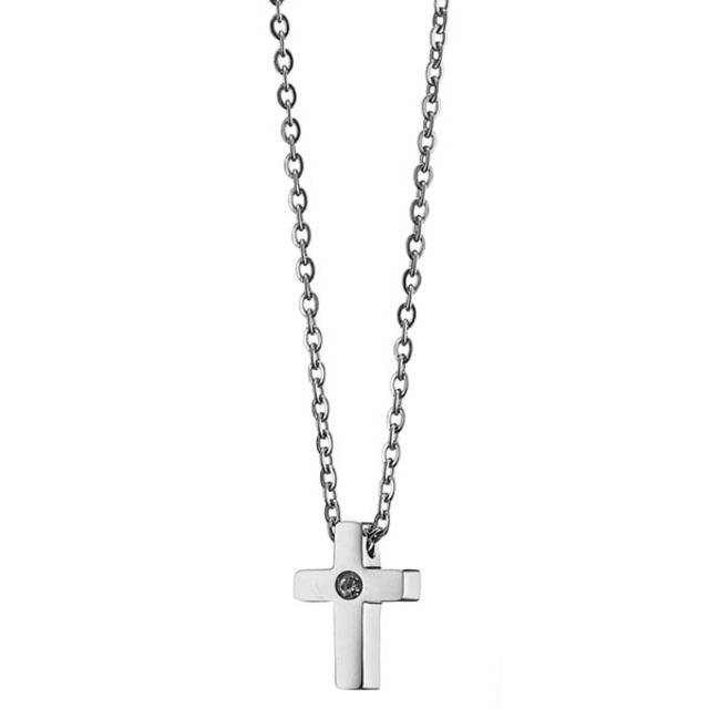 Woman short surgical steel cross necklace   N-07068