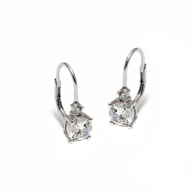 Women's Hanging Earrings Silver 925-Zircon Platinum Plated 103100026.700