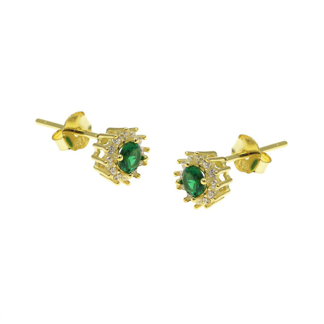 Women's Stud Rosette Earrings Silver 925-Zircon 103100207