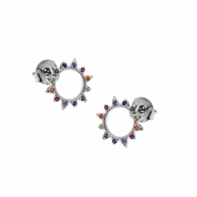 Women's Earrings Suns Multicolored Zircons Silver 925-Platinized 103100995