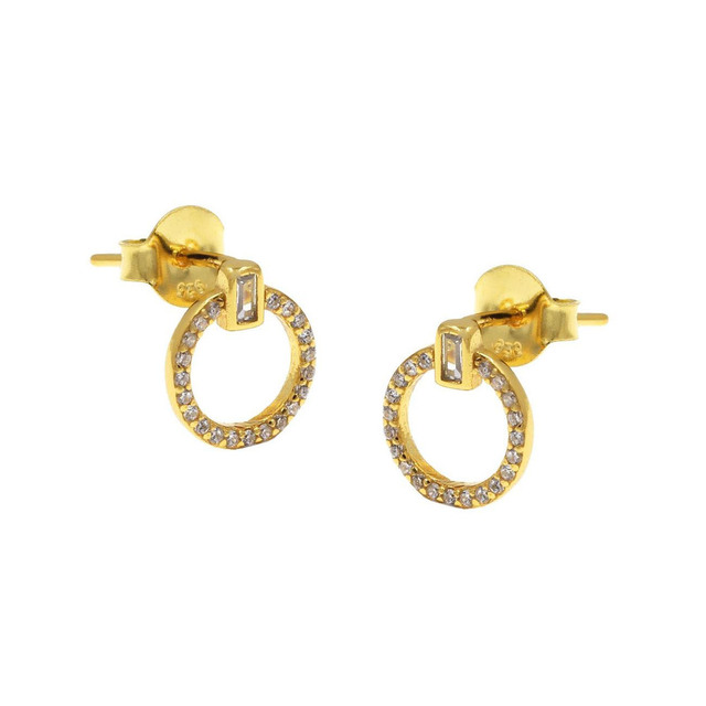 Γυναικεία Καρφωτά Σκουλαρίκια Κύκλος Ασήμι 925-Ζιργκόν 103101924