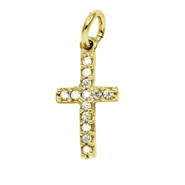Cross White Zircon12X7mm Silver 925- Gold Plated 105102397.101