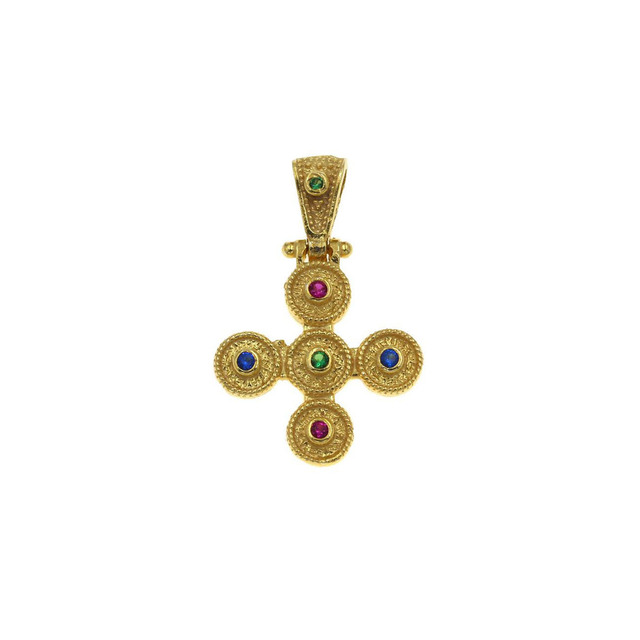 Γυναικείο Μενταγιόν Σταυρός Βυζαντινός Ασήμι 925 Επιχρυσωμένο 105103630.101