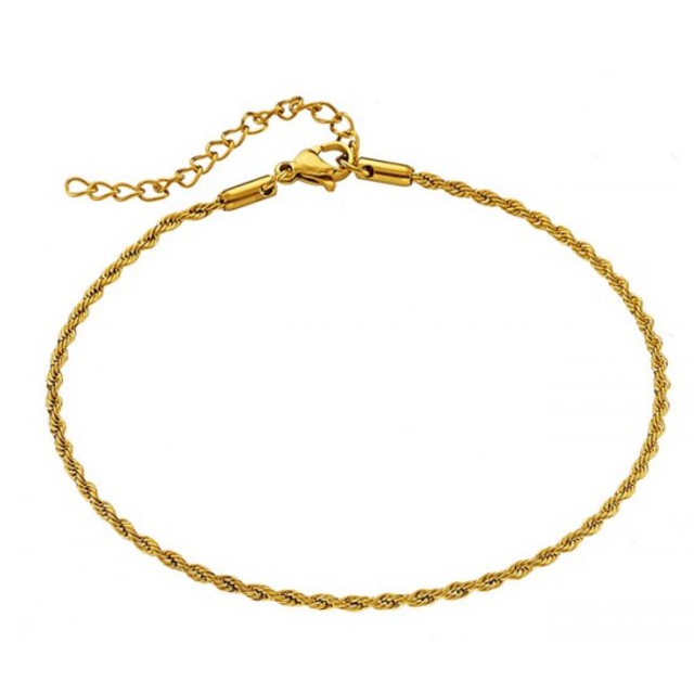Women's ankle twisted chain steel yellow gold IP  N-03716G