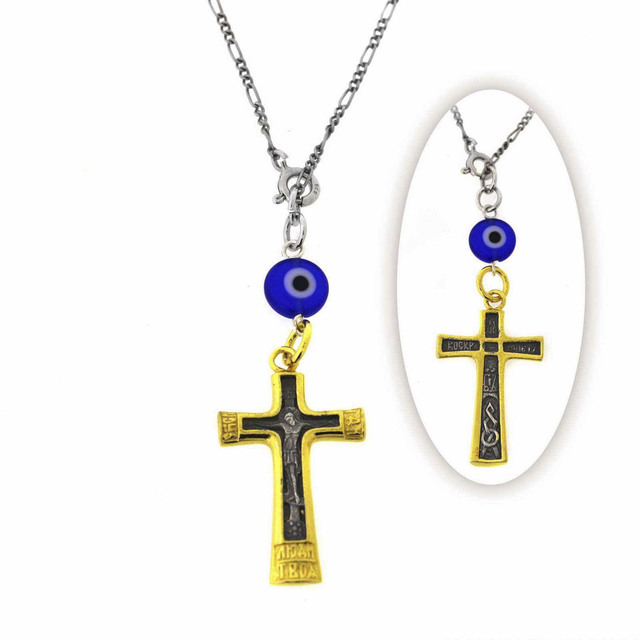 Car Amulet Silver Cross Gold Plated 4x16x26mm 109403604