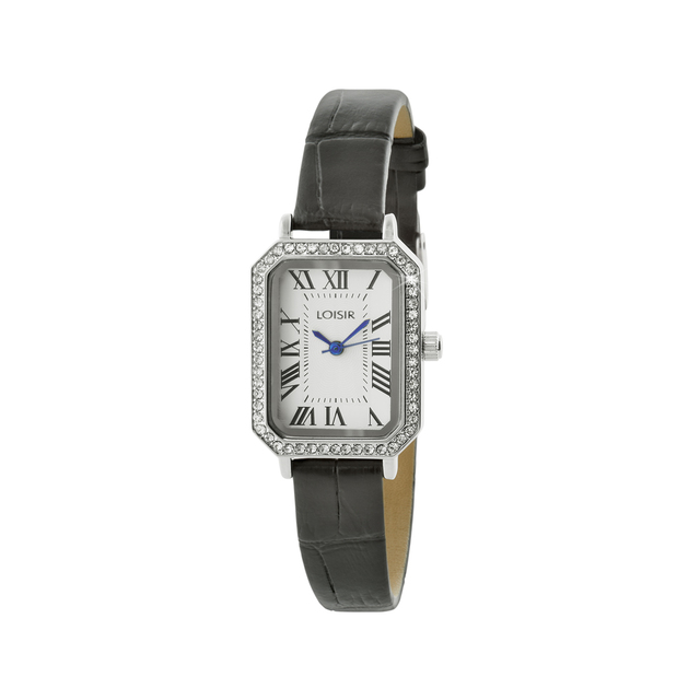 Women's Watch Mannish 11L06-00441 Loisir With Black Leather Strap White Dial And White Crystals
