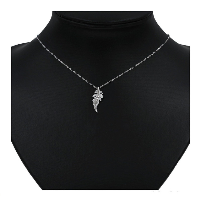 Women's Necklace Fern's Leaf Silver 925 Zircon 124100662
