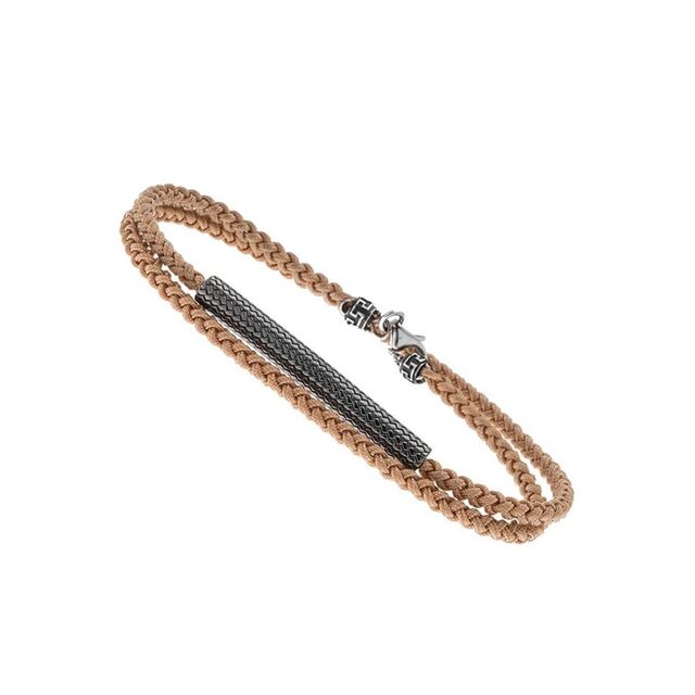 Men's Cord Bracelet With Bar Silver 925 12486 Arteon