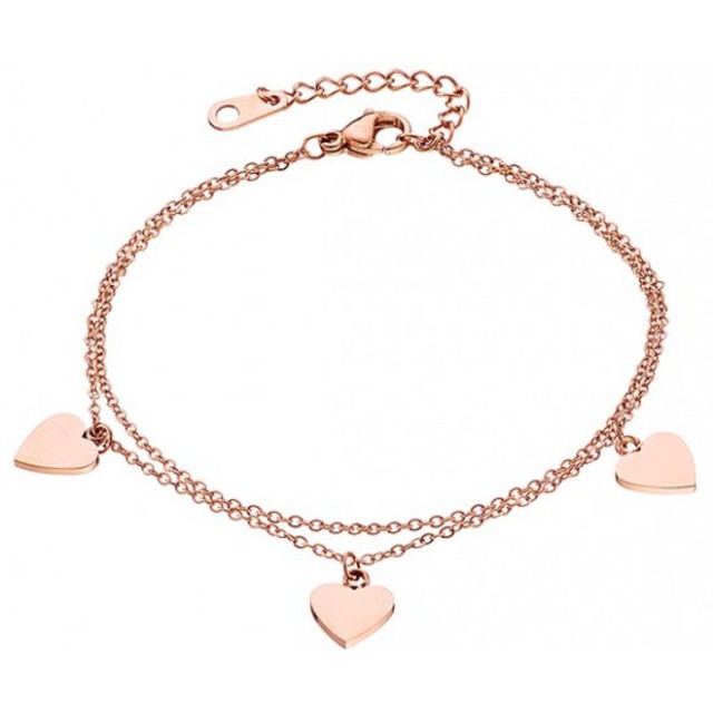 Women's Bracelet Steel Chain Double Hearts N-00847R Artcollection