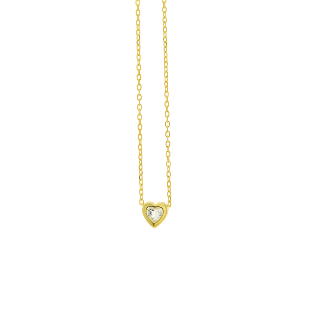 Women's  Necklace Heart Silver 925 Gold Plating White Zircon 1A-KD284-3  Prince