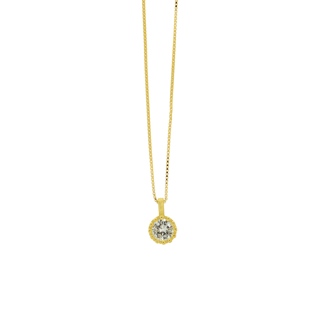 Women's Single Stone Necklace  Silver 925 Gold Plating White Zircon 1A-KD287-3  Prince