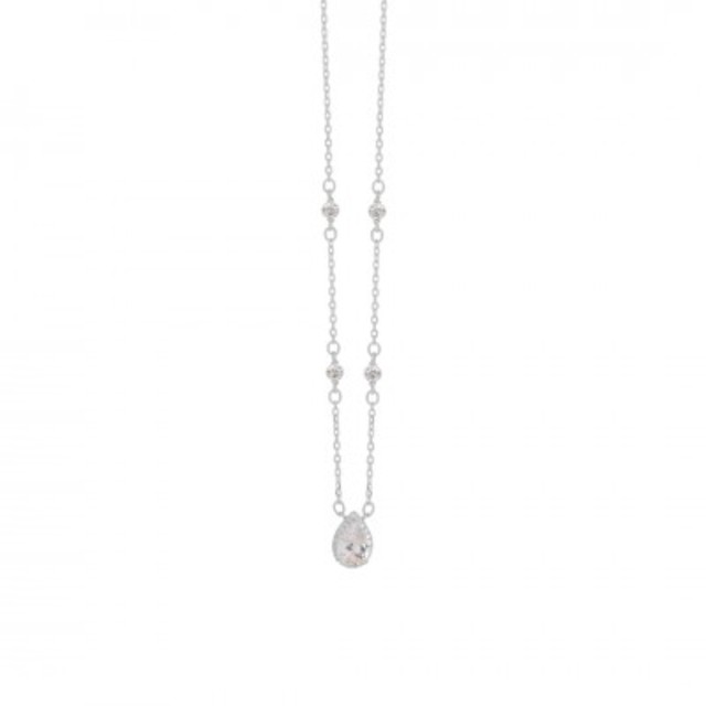 Women's Necklace Silver 925 Rozette-Tear White Zircon 1A-KD379-1 Prince