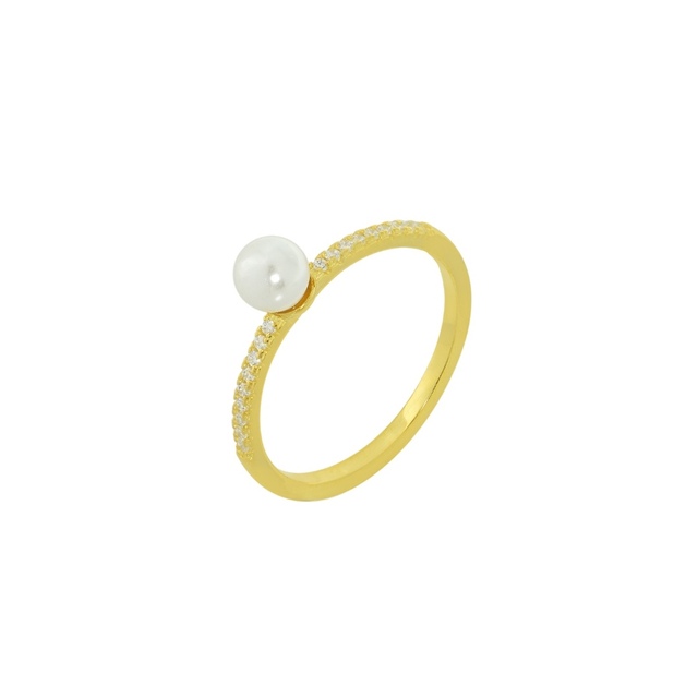 Women's Ring Pearl-Zircon Silver 925 Gold Plating 1A-RG149-3 Prince