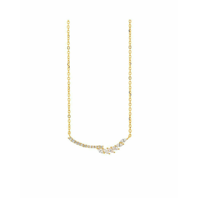 Women's Necklace Branch Silver  925-Gold Plating IP White Zircons 1B-KD197-3 Prince