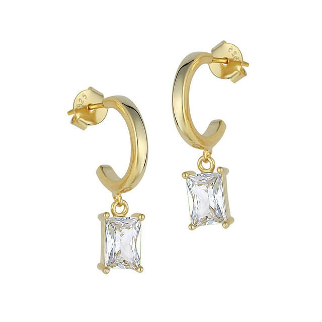 Women's Hoop Earrings Zircon Silver 925-Gold Plating 1B-SC198-3 Prince