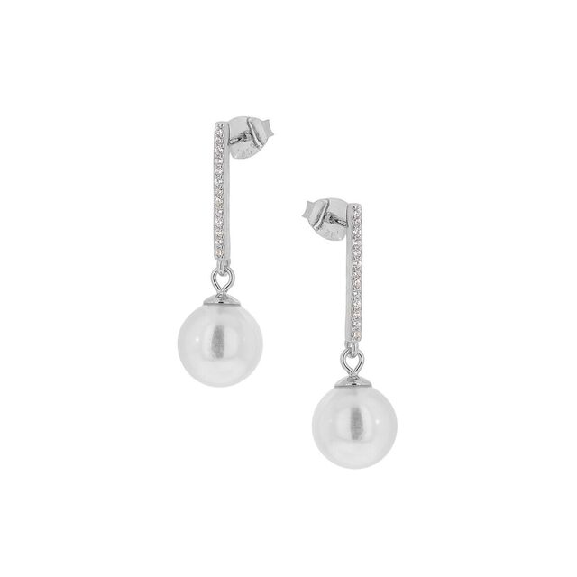 Women's Earrings  Silver 925-Rhodium Plating Pearl-Zircon 1C-SC102-1 Prince