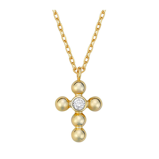 Women's Necklace Cross Silver 925 Gold Plating-Zircon 1TA-KD054-3 Prince
