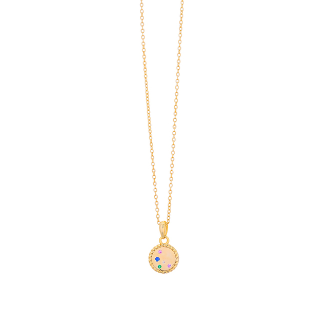 Women's Necklace Silver 925 Colorful Zircons Circle Gold Plated 1TA-KD119-3O Prince
