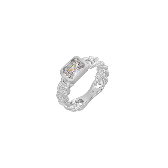 Γυναικείο Δαχτυλίδι Μονόπετρο-Ζιργκόν Ασήμι 925 Επιπλατινωμένο 1TA-RG018-1 Prince