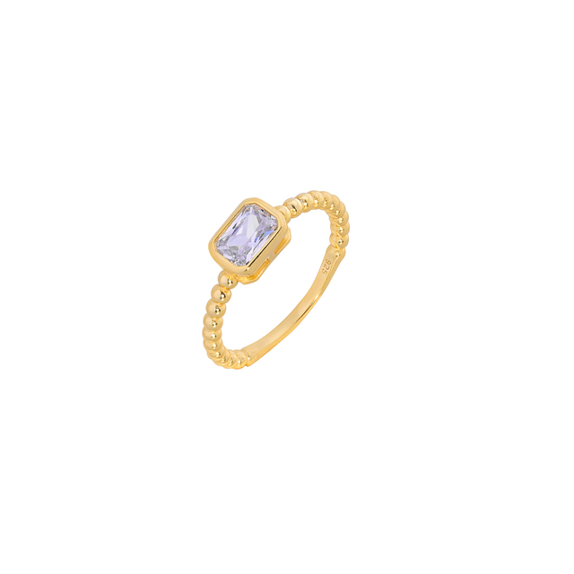 Women Ring Single Stone-Zircon Silver 925 Gold Plated 1TA-RG081-3 Prince