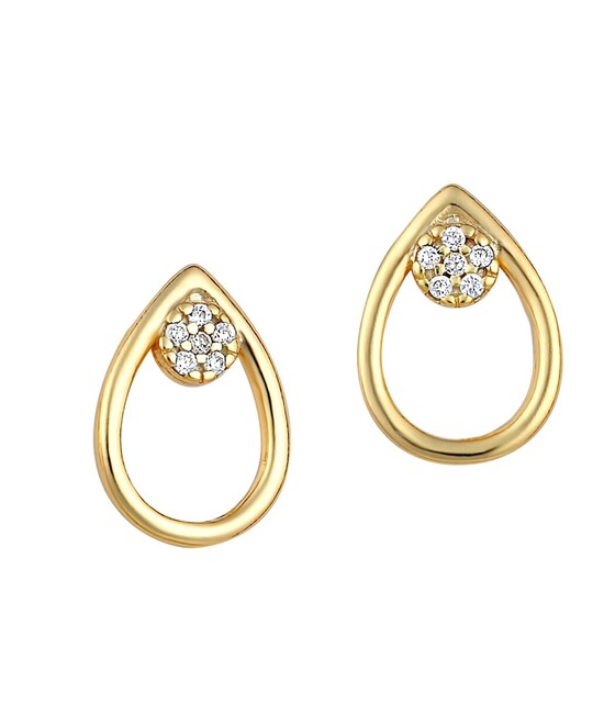 Women's Stud Earrings Tear Silver 925-Zircon Gold Plated 1TA-SC103-3 Prince