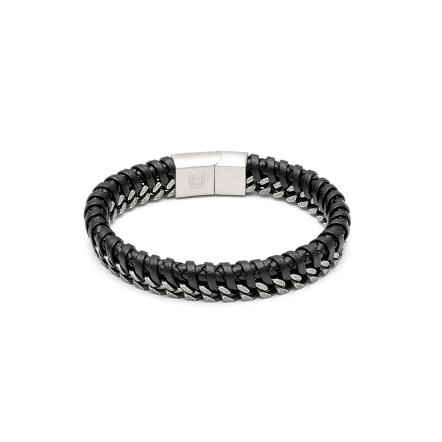 Men's Bracelet Visetti 21A-BR010B Steel 316L-Leather