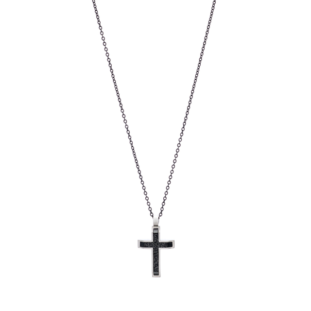 Men's Necklace Cross 21D-KD002SB Visetti Steel 316L-Black IP