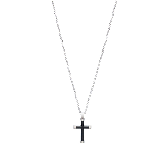 Men's Necklace Cross 21D-KD014SB Visetti Steel 316L-Black IP