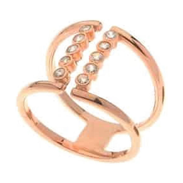 Δαχτυλίδι ασήμι 925 με επιμετάλλωση ροζ χρυσού, διπλή βέρα με πέτρες Arteon  23542-000