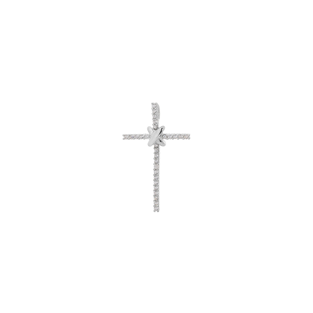 Women's Cross Pendant Silver 925 With White Zircons 2A-MD070-1 Prince