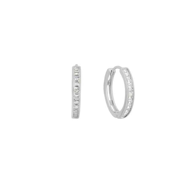 Women's Hoop Earrings Zircon Silver 925 2A-SC287 Prince