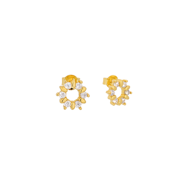 Women's Stud Earrings Star Silver 925-Zircon Gold Plated 2A-SC472-3 Prince