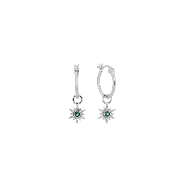 Women's Earrings Hoops Silver 925-Green Zircon 2ZK-SC006-1E  Prince