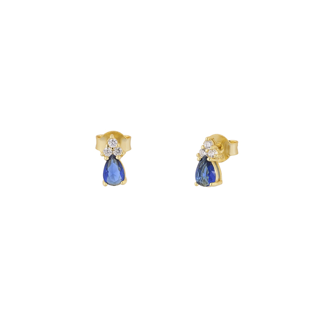 Γυναικεία Καρφωτά Σκουλαρίκια Ασήμι 925-Μπλε και Λευκά Ζιργκόν Επιχρύσωση 2ZK-SC063-3M Prince