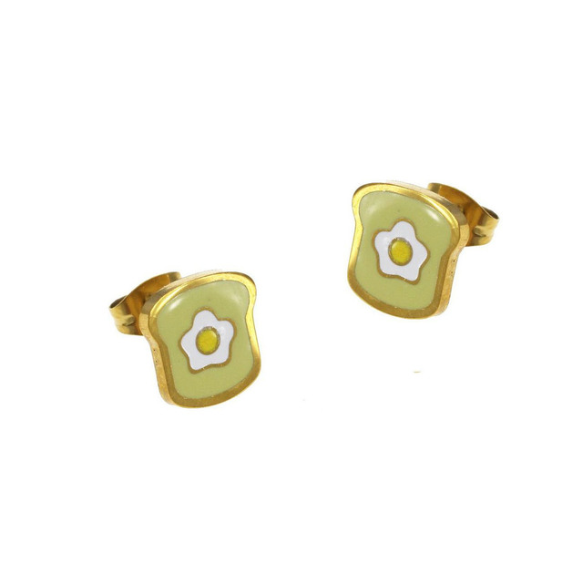 Children's Stud Earrings Toast Enamel-Steel 316L-Gold IP 303100192.004
