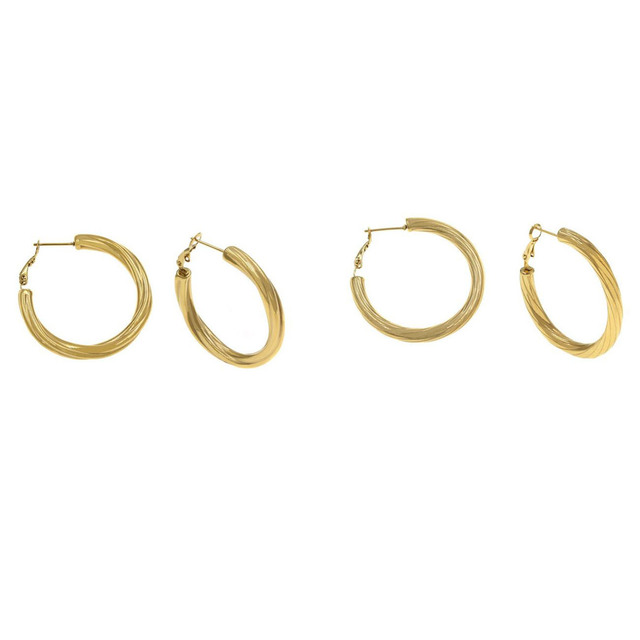 Γυναικεία Σκουλαρίκια Κρίκοι Στριφτοί Ατσάλι 316L-Επιχρύσωση IP 303100793.140