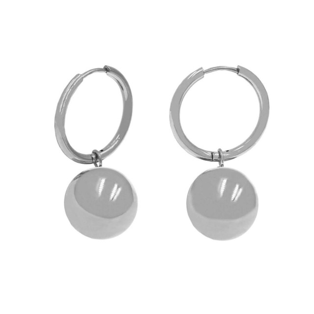 Women's Hoop Earrings With Hanging Ball 316L Steel 303101082.014