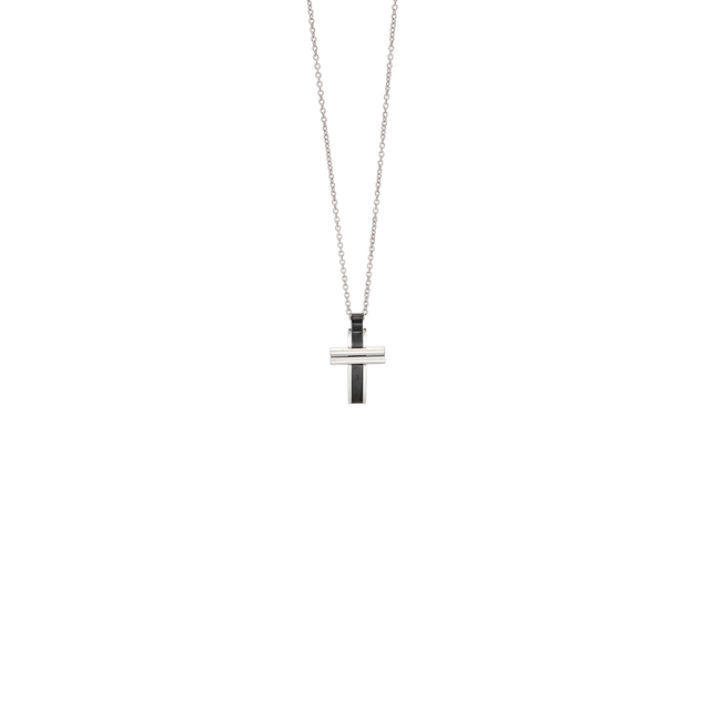 Men's Cross Necklace 31D-KD023SB Visetti Steel 316L-Black IP
