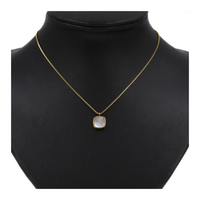 Women's Necklace Mother Of Pearl Steel 316L-Gold IP 324100664.104