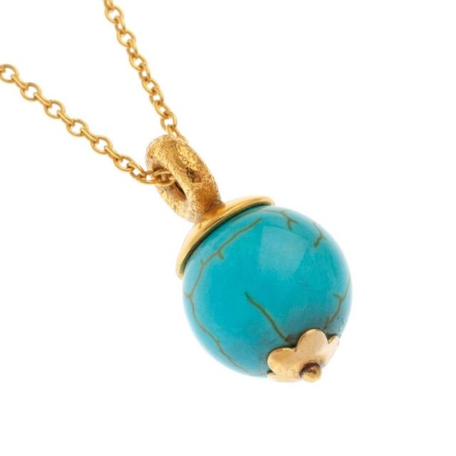 Women's Necklace Turquoise Ball Silver 925-Gold Plated 32854 Arteon
