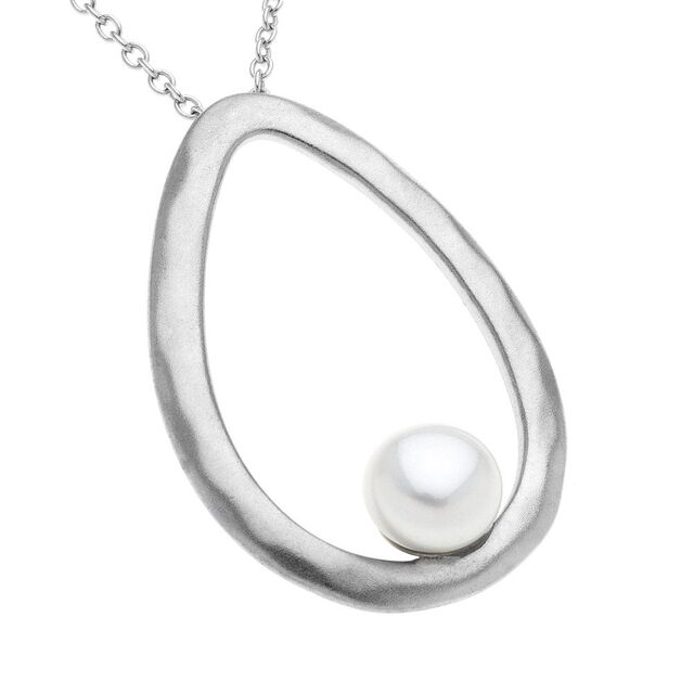 Women's Necklace With Oval Element And Pearl 34138 Arteon Silver 925
