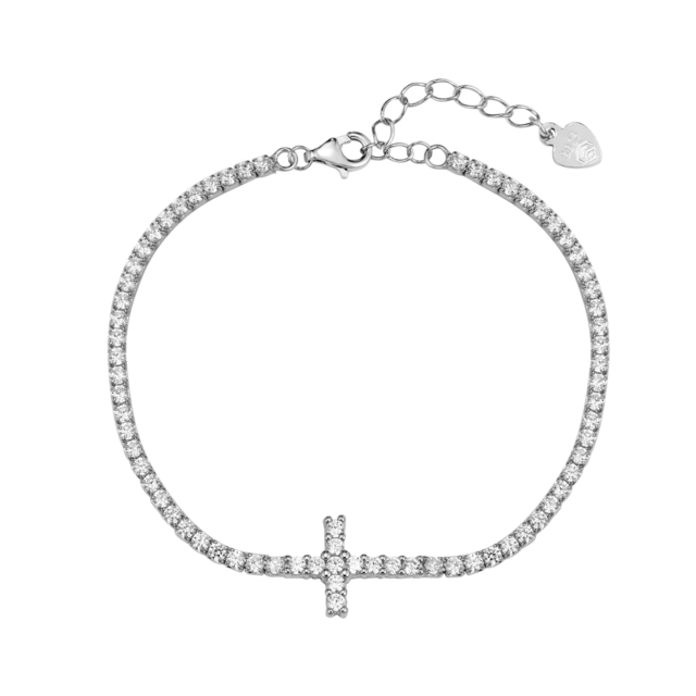Women's Bracelet Cross Silver 925-Rhodium Plating Zircon 3A-BR740-1 Prince
