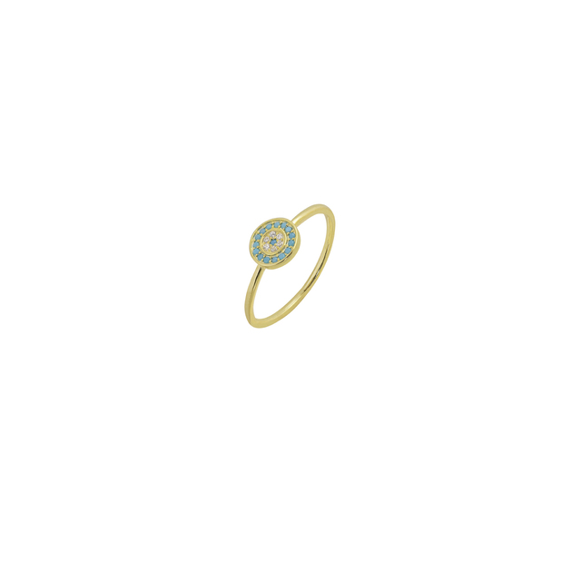 Δαχτυλίδι Μάτι Ασήμι 925 Επιχρύσωση-Τυρκουάζ 3A-RG218-3Q Prince