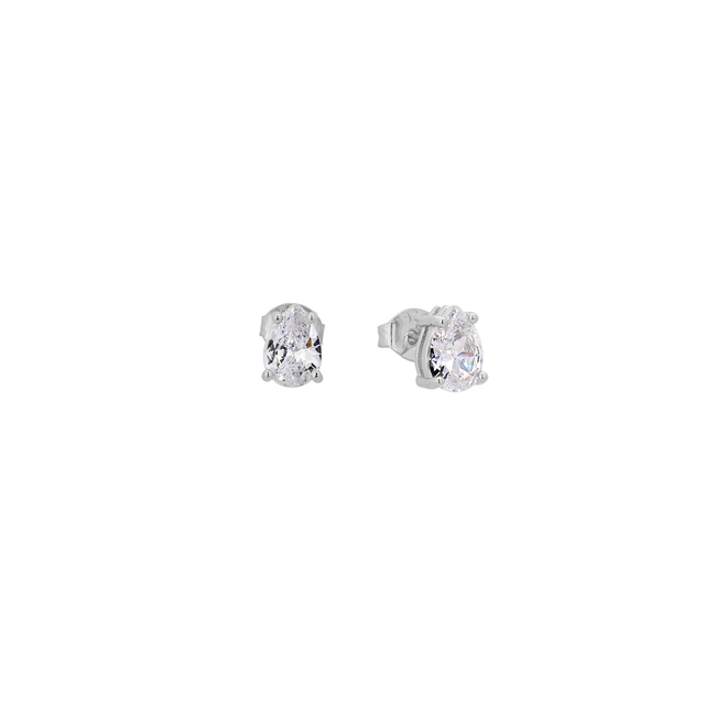 Women's Single Stone Earrings Tear Silver 925-Rhodium Plating Zircon 3ZK-SC172-1 Prince