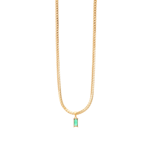 Women's Necklace Visetti 42AE-KD003GE 316L Steel With Green Crystal - IP Gold Plating