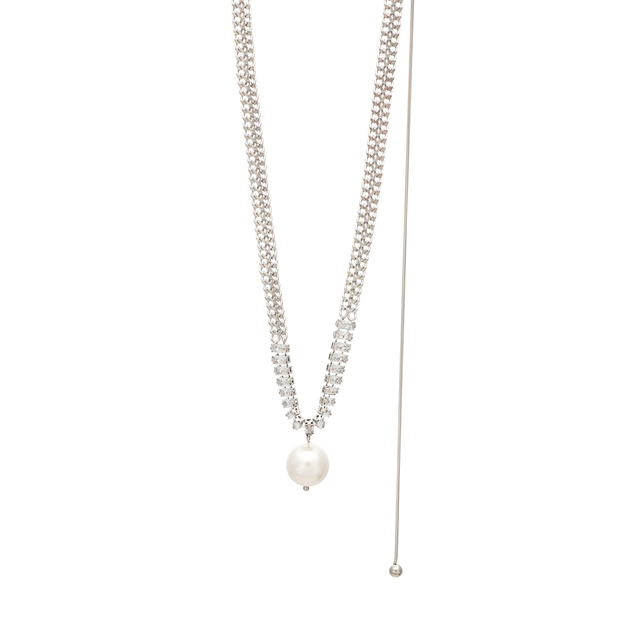 Women's Necklace Visetti 42AE-KD039S 316L With White CZ Crystals And Pearl