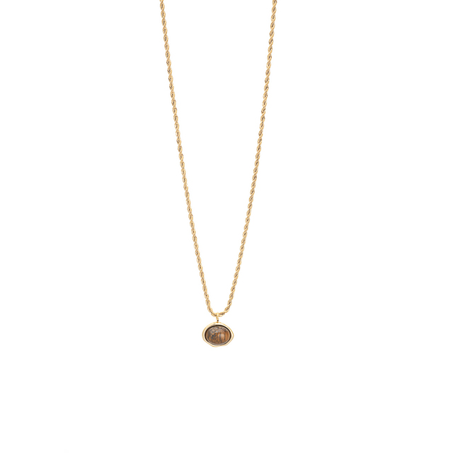 Γυναικείο Κολιέ 42M-KD045GC Visetti Ατσάλι 316L- Gold IP-Μάτι Τίγρης Πέτρα