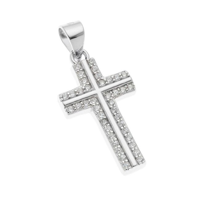 Women's Cross  With White  Zircons cz Silver 925 44911 Arteon